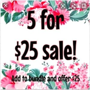 Floral 5 for $25 Sale Sign - Pink & Green